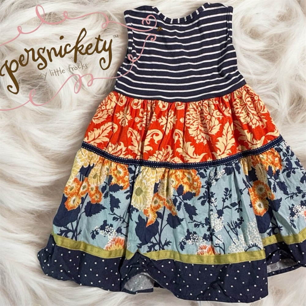 Persnickety Boutique Dress - Navy and Orange Floral size 12 months EUC